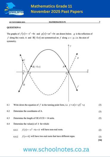 Mathematics Grade 11 November 2025 Past Papers - School Notes
